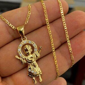 Divino Nino Necklace GF Pendant 18" Chain 14K Jewelry Religious Unisex For Youth